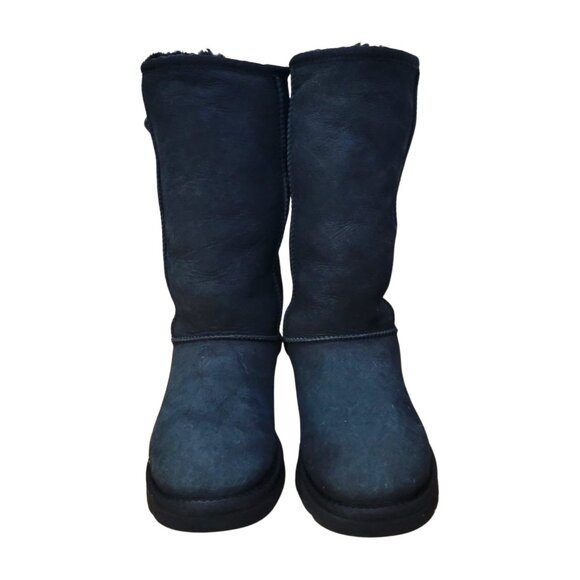 UGG Womens Size 7 Classic Tall II Black Sheepskin Shearling Fur Lined Boots - Picture 4 of 10